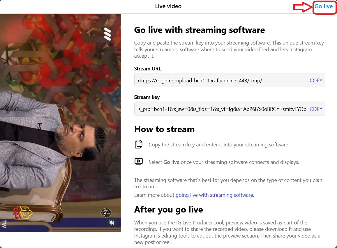  تصویر ۸ - دکمه Go Live در Instagram Producer